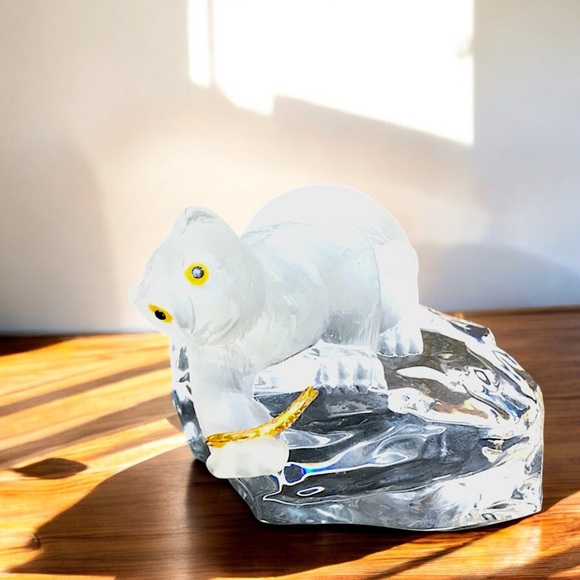 đ§¸FM Igor Carl FabergĂŠ Crystal Bear with 24k Gold Fish - Crystal Cape - Picture 12 of 16